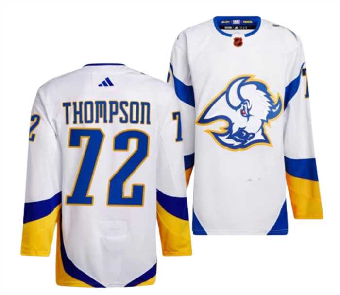 Men%27s Buffalo Sabres #72 Tage Thompson White 2022-23 Reverse Retro Stitched Jersey Dzhi